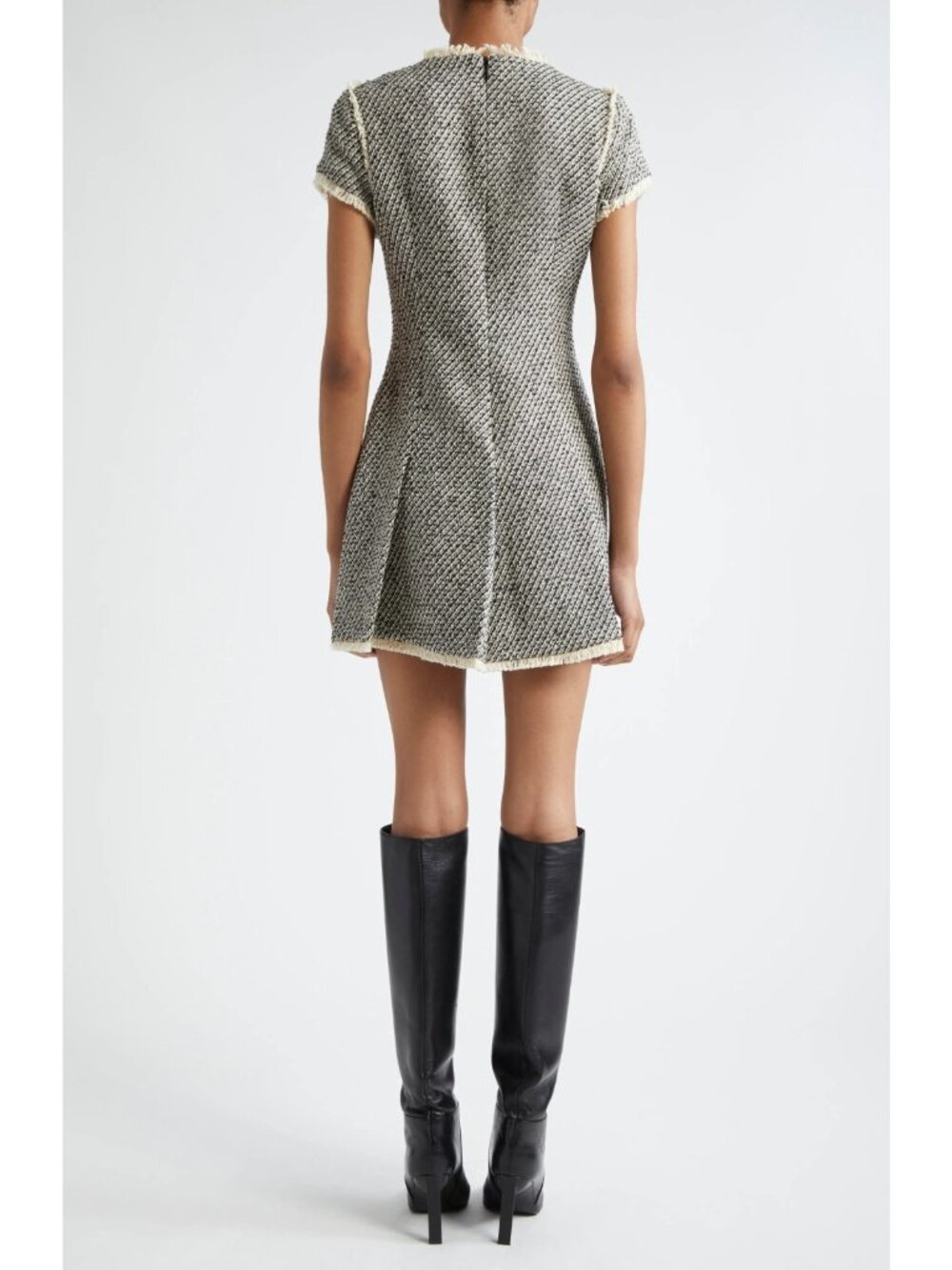 Cinq à Sept Nova Women's Metallic Tweed Mini Dress Black / Gardenia Size 0 - Picture 2 of 5